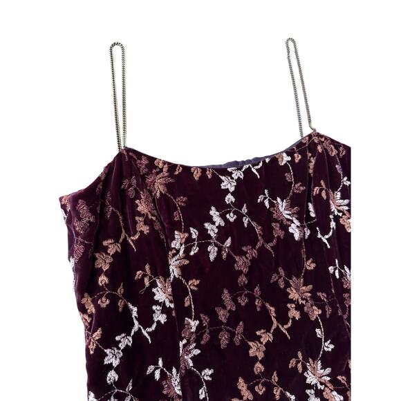 Vintage Oscar de la Renta Velvet Burnout Floral Slip dress chain straps M - Picture 7 of 17